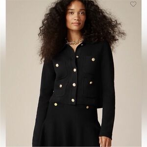J. Crew Patch-pocket sweater lady jacket with gold buttons black size small